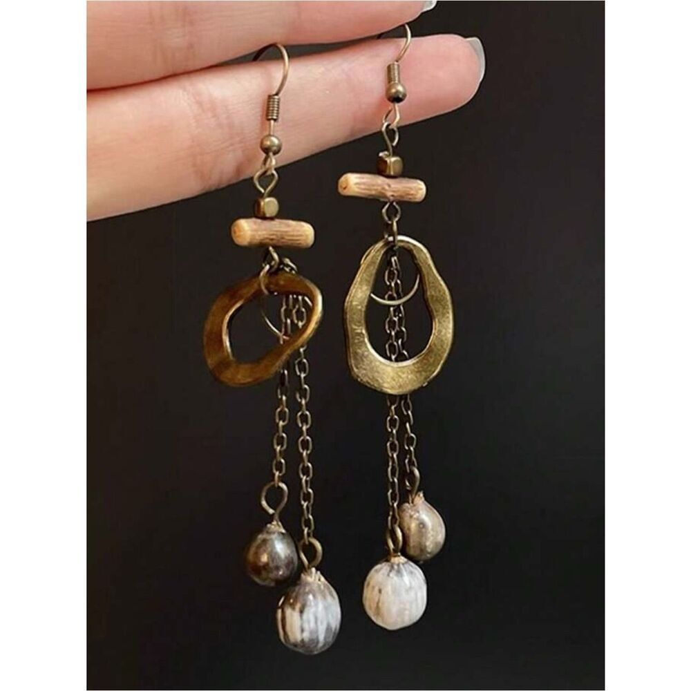 Boho Brass Drop Earrings A1661